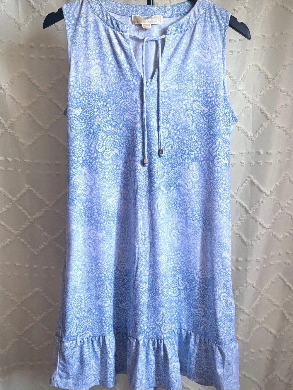 Michael Kors Light Blue Paisley Sleeveless Ruffle Hem Dress Size Medium
